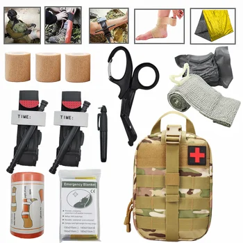 Тактическая аптечка первой помощи, военные наборы для выживания Edc, сумка для снаряжения, медицинская сумка для охоты на открытом воздухе, жгут, ножницы, бинты
