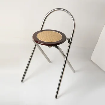 Французский Складной стул из ротанга, Корейское Средневековое бревно, ветер Ваби-саби, обеденный стул для маленькой квартиры, стул для фотосъемки, табурет для отдыха