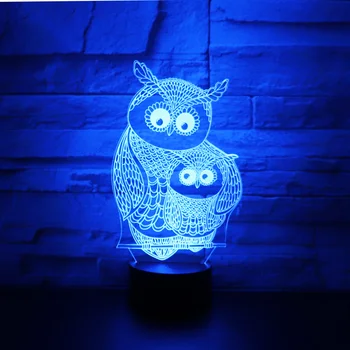 3D светодиодный ночник Owl Baby с 7 цветами света для украшения дома Лампа Потрясающая визуализация Оптическая иллюзия Потрясающий