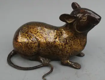 6-дюймовая китайская медная скульптура мыши по фен-шуй