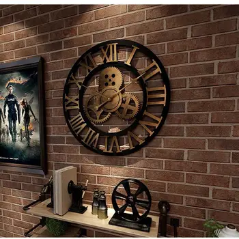 Настенные часы для гостиной, подвесные часы в стиле индустриального декоративного Ретро, Уличные черные, креативные, шикарные, большие