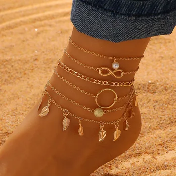 Винтажный ножной браслет с подвеской в виде слона для женщин LOVE Многослойная цепочка Пляжный Летний браслет в стиле Бохо для ног Ювелирные изделия 3