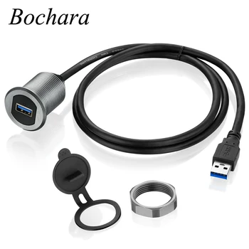 Bochara 1m USB3.0, Кабель-удлинитель для скрытого монтажа на панели с индикаторной лампой, корпус из алюминиевого сплава для автомобиля