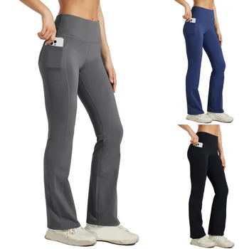 Женские однотонные леггинсы для тренировок, брюки для фитнеса, бега, йоги, спортивные брюки, Модная Мягкая верхняя одежда, Широкие брюки