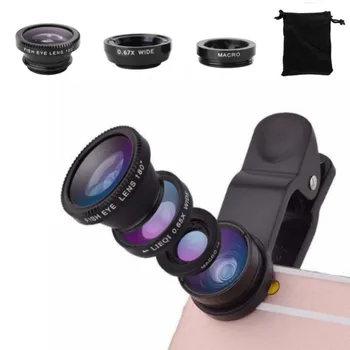 Fish Eye Lens линзы макро объектив телефон Wide Angle Macro Zoom Fisheye Lentes For iPhone XS Samsung Phone Lens Kit Camera Lens 1