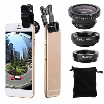 Fish Eye Lens линзы макро объектив телефон Wide Angle Macro Zoom Fisheye Lentes For iPhone XS Samsung Phone Lens Kit Camera Lens 5