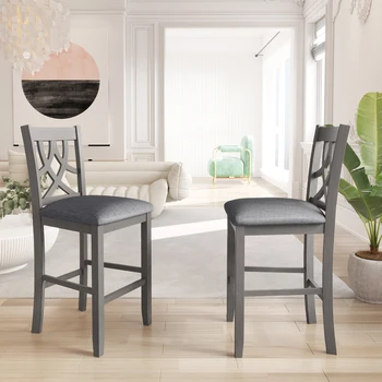 Кухонный обеденный стул с круглой столешницей из 2 частей, мягкий, для гостиной, шезлонг с поперечной спинкой для небольших помещений, серый