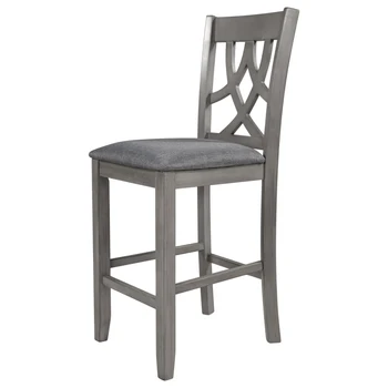 Кухонный обеденный стул с круглой столешницей из 2 частей, мягкий, для гостиной, шезлонг с поперечной спинкой для небольших помещений, серый 3