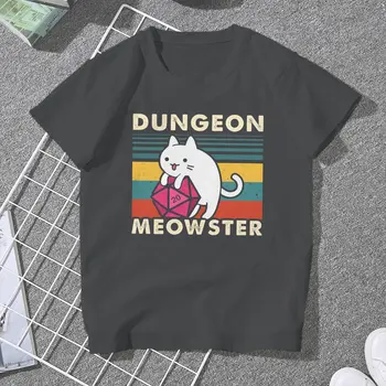 Dungeon Meowster Забавный Настольный Геймер Cat D20 Женские Рубашки DnD Игровая футболка Harajuku Винтажная Женская Одежда 1