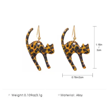 Новые серьги с леопардовым принтом в виде маленьких кошек для женщин, девушек в стиле панк, забавные серьги с котенком из мультфильма, очаровательные вечерние украшения W443 1
