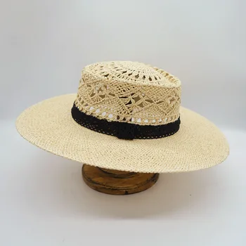 Роскошная дизайнерская женская шляпа-канотье с широкими полями, соломенная шляпа с кружевной лентой, женские летние Фетровые шляпы для церковного дерби, Свадебная вечеринка, Шляпа в стиле Бохо