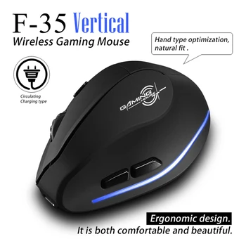 Вертикальная беспроводная Bluetooth-мышь ZELOTES F-35, эргономичная игровая мышь, перезаряжаемая 2,4 ГГц, 2400 точек на дюйм, 6 кнопок, USB-мыши