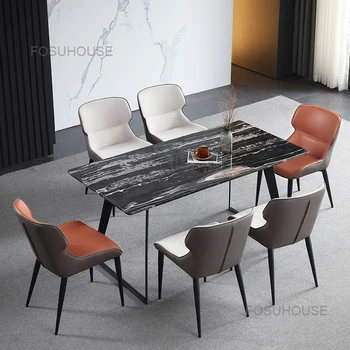 Современные простые обеденные стулья с легкой спинкой, Скандинавский роскошный креативный обеденный стул, Итальянская кожаная мебель для ресторана Cadeira Home