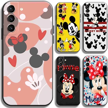 Чехол Для Телефона Disney Mickey Minnie Mouse Samsung Galaxy S22 Ultra S22 Plus 5G Black Carcasa Funda Из Жидкого Кремния С Мягкой Спинкой