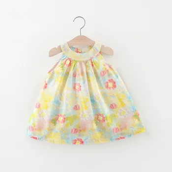 Летнее платье для девочек, новая модная детская юбка, модная детская майка без рукавов, юбка