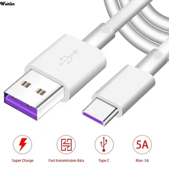 Быстрое Зарядное Устройство 5A USB Type C Кабель для Samsung S20 S21 A51 Дата Быстрая Зарядка Кабели Для Мобильных Телефонов Провод Белая Линия Зарядки Xiaomi