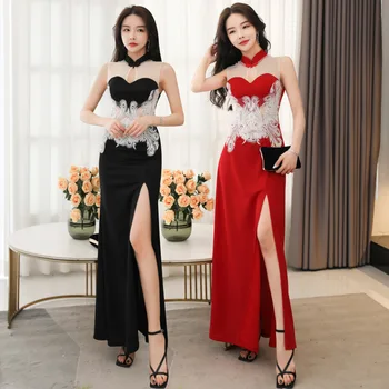 Женское вечернее платье Hong Hu 2023 Новая модель автомобиля Вечерней красоты Long Style Illusion