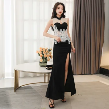 Женское вечернее платье Hong Hu 2023 Новая модель автомобиля Вечерней красоты Long Style Illusion 3