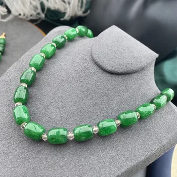 Новое Винтажное Модное Элегантное И дорогое Обычное Нефритово-зеленое ожерелье из бисера с браслетом