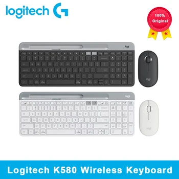 Беспроводная Клавиатура Logitech K580 Оригинальная Многофункциональная 2.4G Bluetooth Unifying Dual Mode Портативная Для ПК, Планшета, Телефона клавиатура