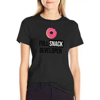 Full Stack Developer - футболка с полным набором закусок, короткая футболка, милые топы, эстетичная одежда, черные футболки для женщин 0