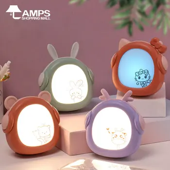 Милая мультяшная настольная лампа для защиты глаз, Энергосберегающая лампа для чтения, зарядка через USB, красочный ночник для сна, светодиодная настольная лампа для детей