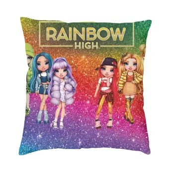 Наволочка с кукольными персонажами Rainbow High 45x45 см, украшение спальни, Модная подушка, салон красоты, квадратная наволочка