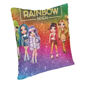 Наволочка с кукольными персонажами Rainbow High 45x45 см, украшение спальни, Модная подушка, салон красоты, квадратная наволочка 1
