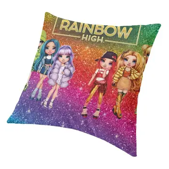 Наволочка с кукольными персонажами Rainbow High 45x45 см, украшение спальни, Модная подушка, салон красоты, квадратная наволочка 2