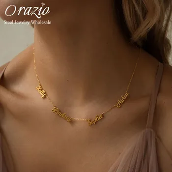 Ожерелье с несколькими именами Orazio на заказ, персонализированная цепочка из нержавеющей стали, подвески с 2-4 табличками, ожерелья, модный подарок для вечеринки
