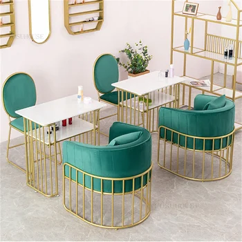 Маникюрные столики из скандинавского мрамора, салонная мебель, современные минималистичные Одноместные Двойные маникюрные столики, модный маникюрный стол и набор стульев
