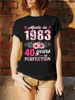 1983 Цветочные 40-летние подарки на 40-й день рождения, женская повседневная футболка с цветами, модная летняя рубашка в стиле Харадзюку