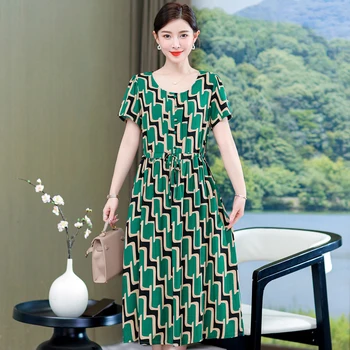 Элегантные платья для женщин 2023 Новые повседневные длинные платья Летние Женские сарафаны с винтажным принтом в корейском стиле высокого качества