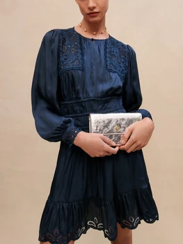 EOS2023 Франция, Весенние Женские платья с Полой Вышивкой, Атласное Летнее Мини-платье бренда M