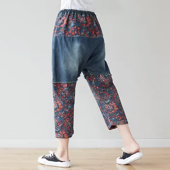 Женские свободные рваные джинсы с эластичной резинкой на талии в стиле пэчворк, женские винтажные джинсовые брюки с дырками и царапинами, женские джинсовые брюки 2019 года. 4