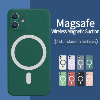 Жидкий Силиконовый Чехол Macsafe для Magsafe iPhone 11 12 13 14 15 Pro Max Mini XS XR X 7 8 Plus SE 3 iPone Mac Safe Magsafing Cover