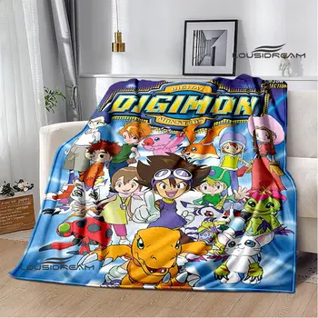 Одеяло Digimon с мультяшным принтом Детское теплое одеяло Framine Мягкое и удобное домашнее дорожное одеяло Подарок на день рождения