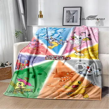 Одеяло Digimon с мультяшным принтом Детское теплое одеяло Framine Мягкое и удобное домашнее дорожное одеяло Подарок на день рождения 2