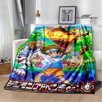 Одеяло Digimon с мультяшным принтом Детское теплое одеяло Framine Мягкое и удобное домашнее дорожное одеяло Подарок на день рождения 4