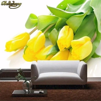 beibehang фотообои для стен 3D Стереоскопические Желтые тюльпаны Фон для телевизора цветок романтическая гостиная спальня 3D обои