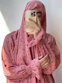 Мусульманская Молитвенная Одежда Eid Jilbab С Капюшоном, Абая, Длинный Химар, Платье-Хиджаб, Платье для Рамадана, Абаи для Женщин, Исламская Одежда в Дубае, Никаб
