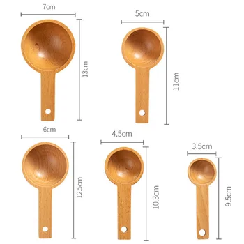 Деревянная мерная ложка Кухонные мерные ложки разных размеров для кофе Специй сахара Мерная Ложка Измерительные инструменты для домашней кухни 5