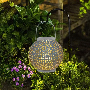 Практичный Полый шар Солнечный Светодиодный фонарь Классическая Текстура Нежный Дизайн Креативная лампа для освещения Садовой дорожки 0