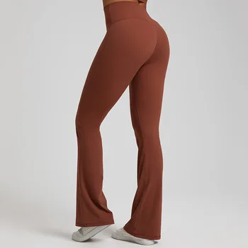 Luluw Woman Бесплатная Доставка, новые брюки-клеш для йоги телесного цвета, облегающие повседневные брюки для фитнеса с высокой талией и подтяжкой бедер персикового цвета 3