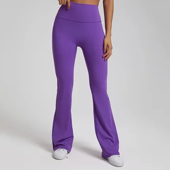 Luluw Woman Бесплатная Доставка, новые брюки-клеш для йоги телесного цвета, облегающие повседневные брюки для фитнеса с высокой талией и подтяжкой бедер персикового цвета 4