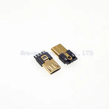 5шт 24-Каратное позолота USB-MICRO Micro 5P usb штекер с разъемом 5/4 клеммы
